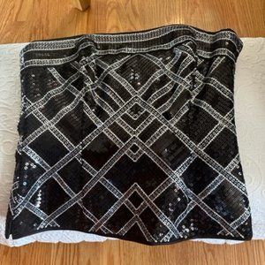 White house Black Market Black/Silver sequin Bustier, size 4